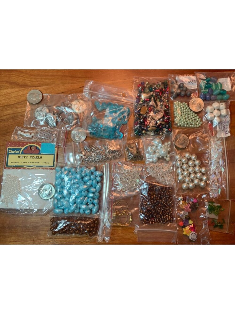 Assorted Beads Jewelry Making Kit Metal Charms & 2.5mm Darice Pearl Beads